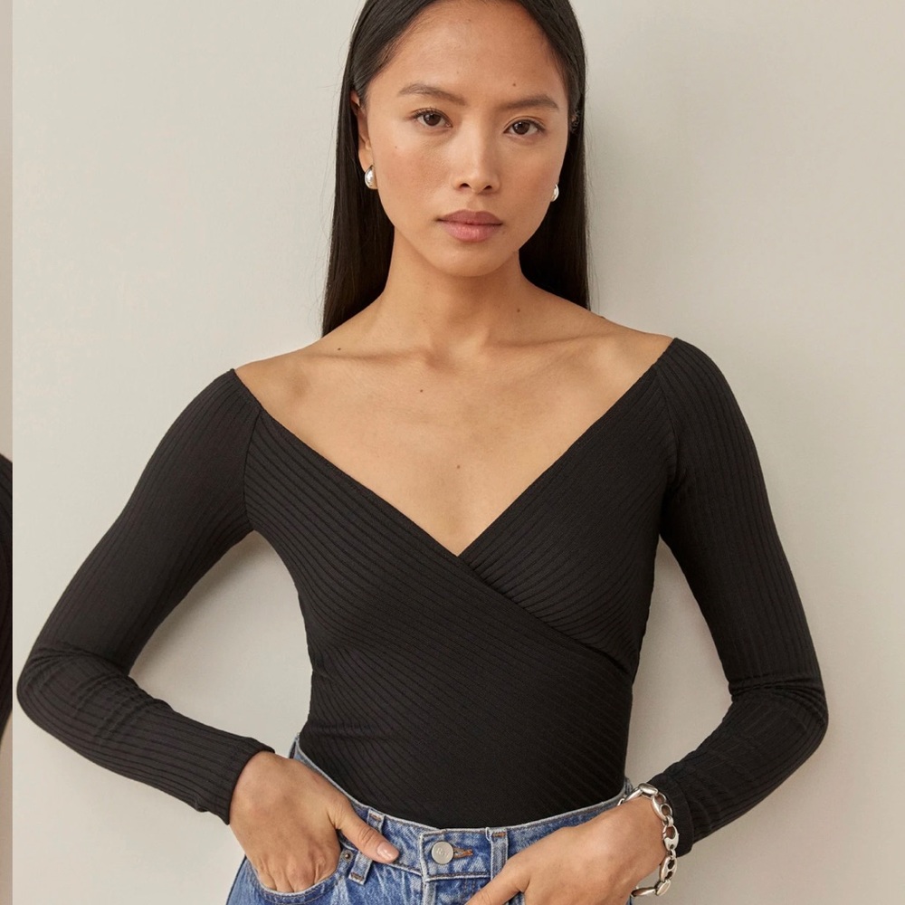 Reformation Minnie ribbed knit long sleeve top